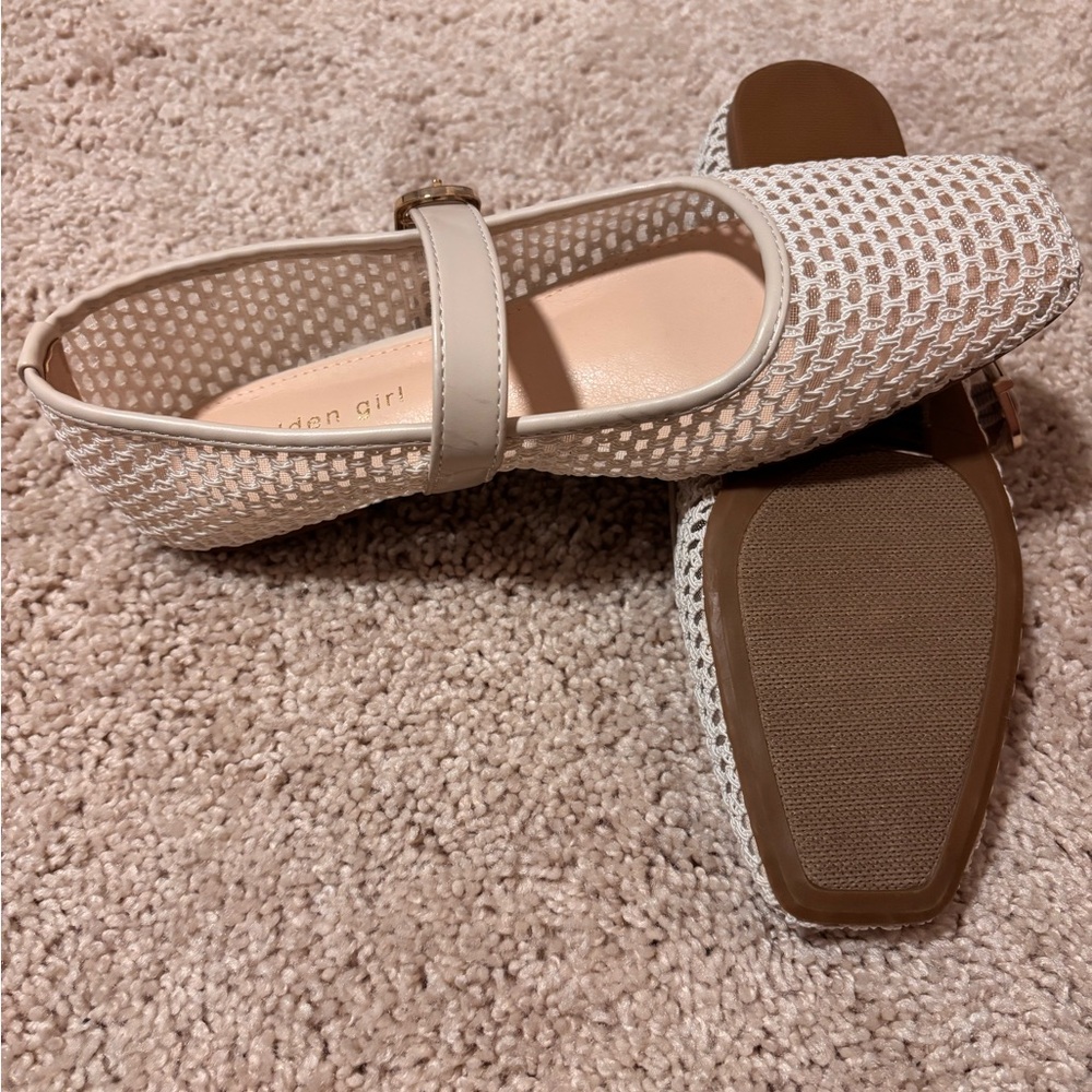 Madden Girl Cream Woven Flats